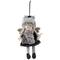 Plush Winter Angel Girl Hanging Christmas Ornament - 8.5" - Gray and Black